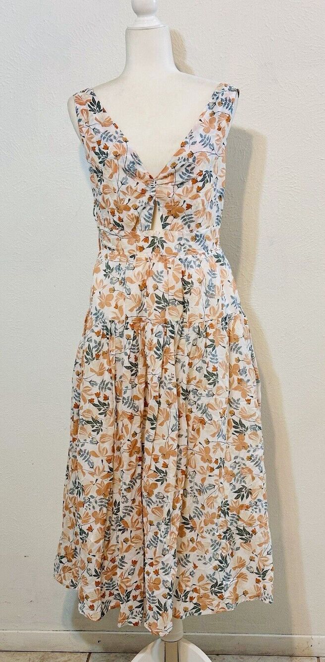 Joie Women Size 6 Floral Lined Adjustable Strap Tiered Dress Cottage Boho